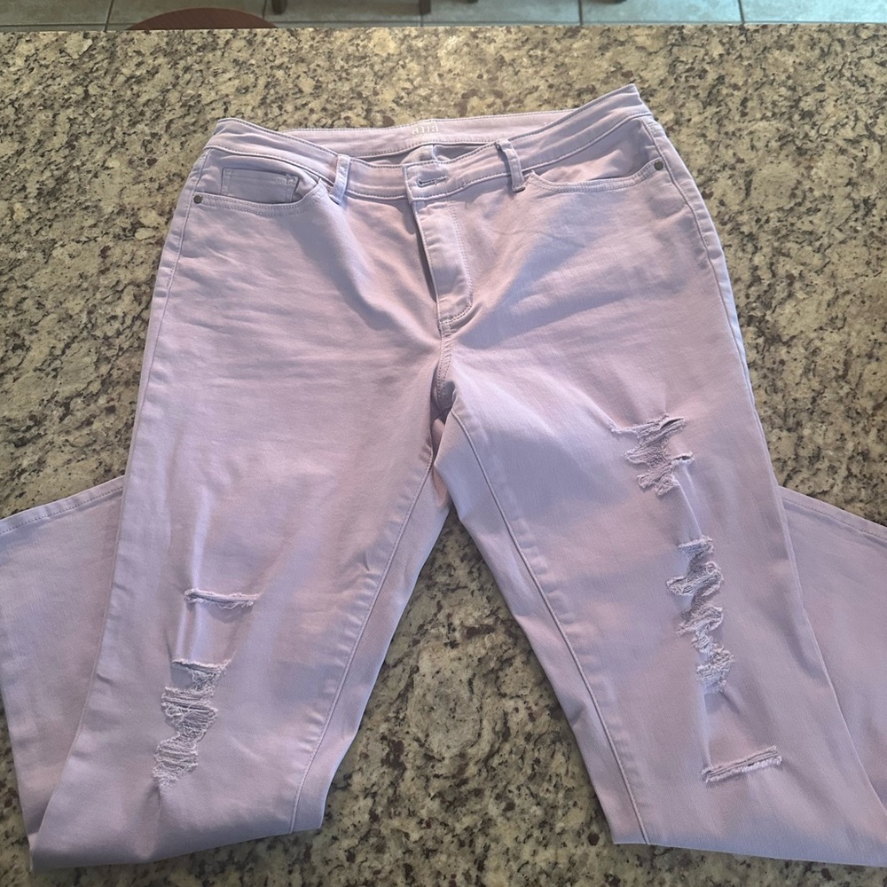 Lavender Distressed Women Jeans